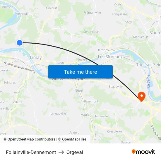 Follainville-Dennemont to Orgeval map