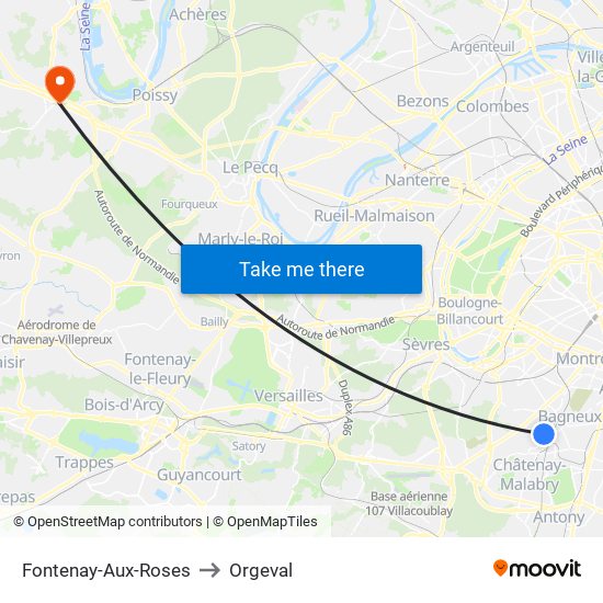 Fontenay-Aux-Roses to Orgeval map