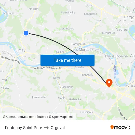 Fontenay-Saint-Pere to Orgeval map