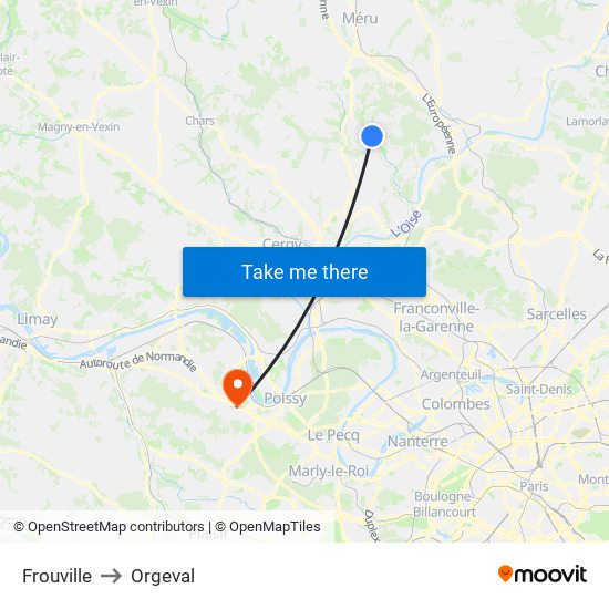 Frouville to Orgeval map