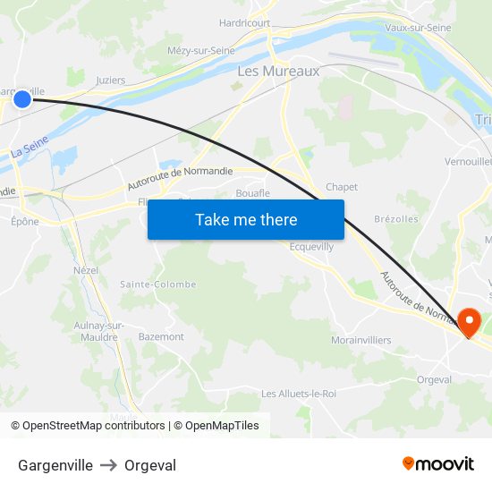 Gargenville to Orgeval map