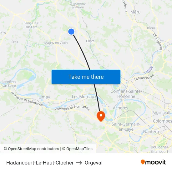 Hadancourt-Le-Haut-Clocher to Orgeval map