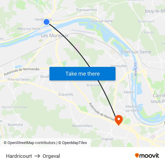 Hardricourt to Orgeval map