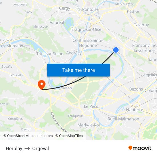 Herblay to Orgeval map