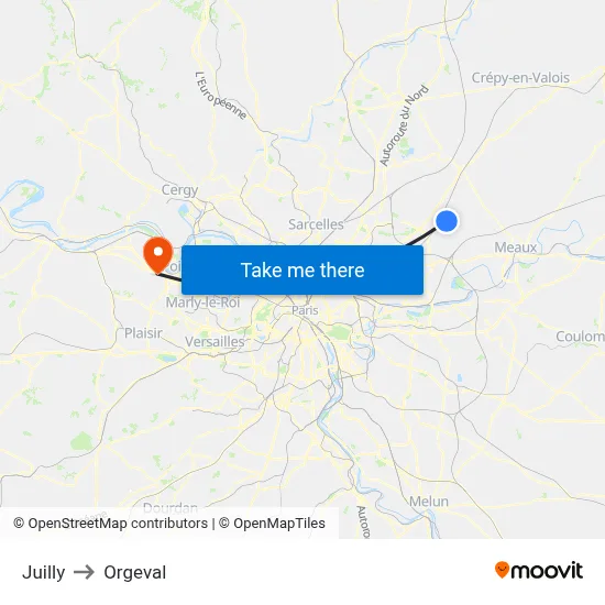 Juilly to Orgeval map