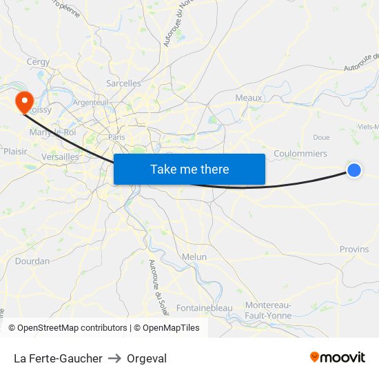 La Ferte-Gaucher to Orgeval map