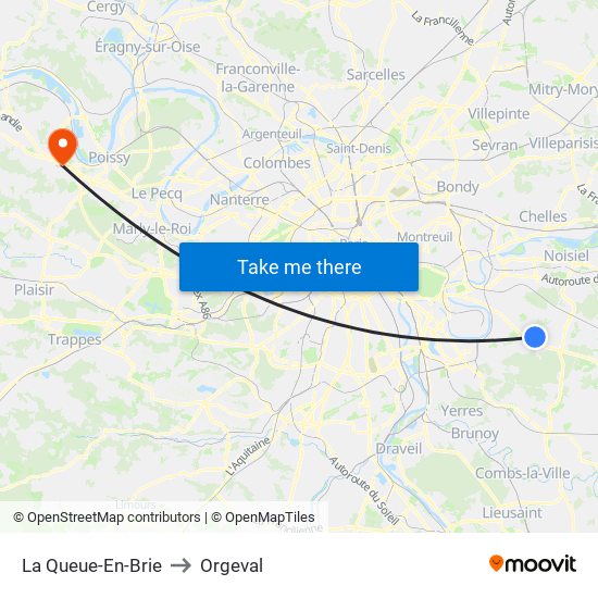La Queue-En-Brie to Orgeval map