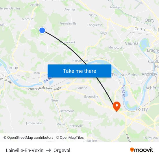Lainville-En-Vexin to Orgeval map