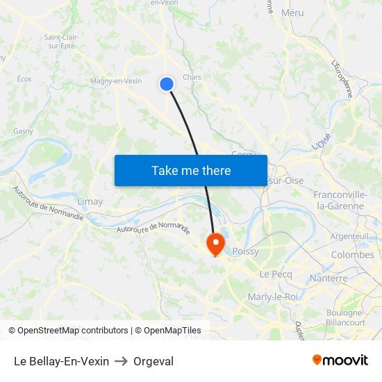 Le Bellay-En-Vexin to Orgeval map