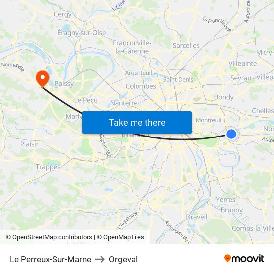 Le Perreux-Sur-Marne to Orgeval map