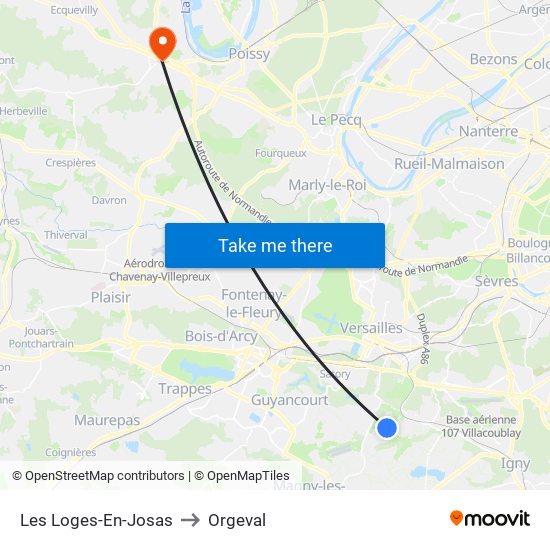 Les Loges-En-Josas to Orgeval map