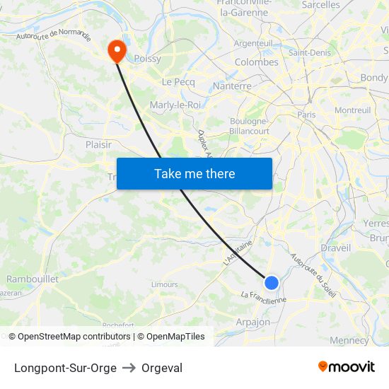 Longpont-Sur-Orge to Orgeval map