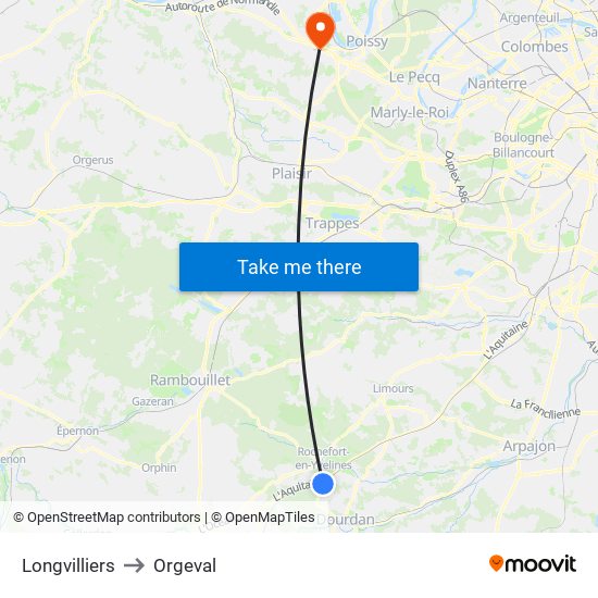 Longvilliers to Orgeval map