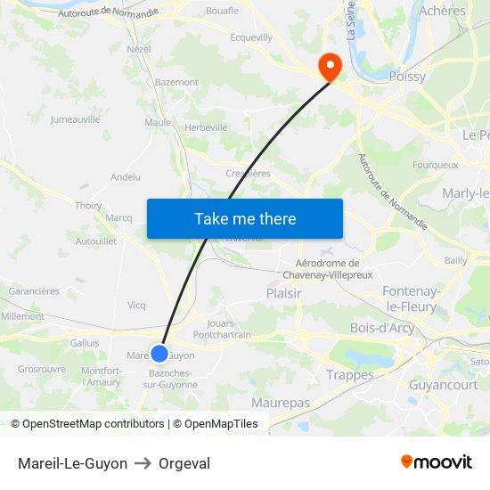 Mareil-Le-Guyon to Orgeval map