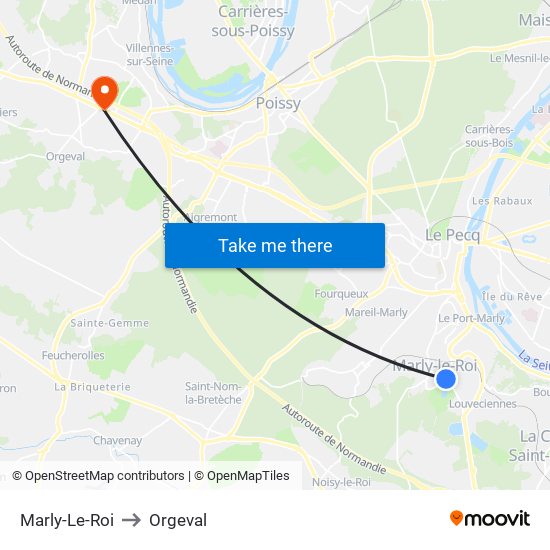 Marly-Le-Roi to Orgeval map