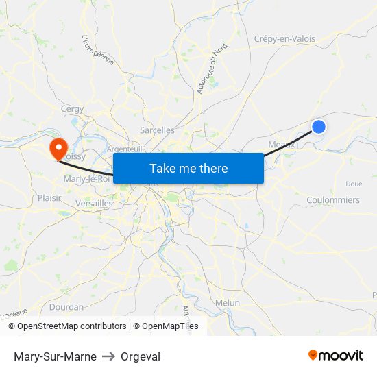 Mary-Sur-Marne to Orgeval map