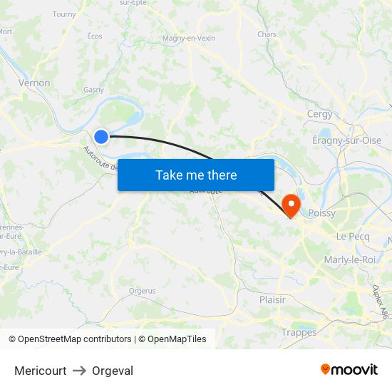 Mericourt to Orgeval map