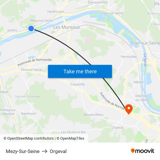 Mezy-Sur-Seine to Orgeval map