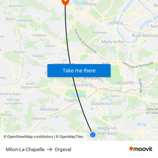 Milon-La-Chapelle to Orgeval map