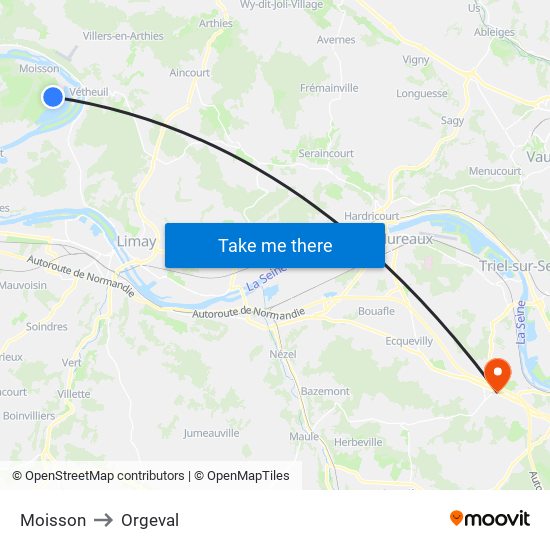 Moisson to Orgeval map