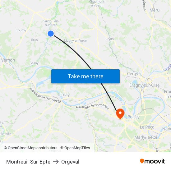 Montreuil-Sur-Epte to Orgeval map