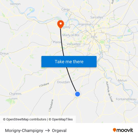 Morigny-Champigny to Orgeval map