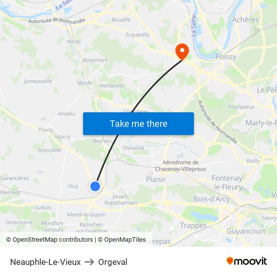 Neauphle-Le-Vieux to Orgeval map