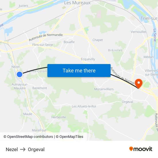 Nezel to Orgeval map