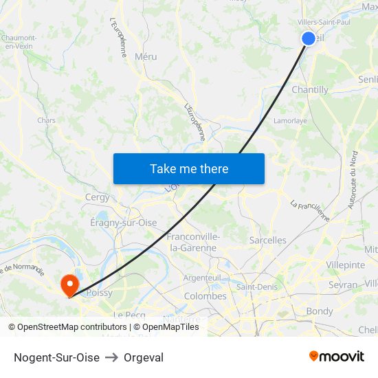 Nogent-Sur-Oise to Orgeval map