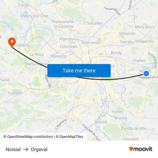 Noisiel to Orgeval map