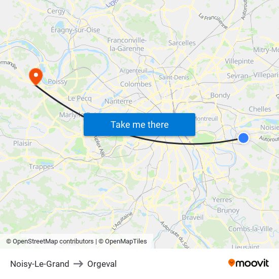 Noisy-Le-Grand to Orgeval map