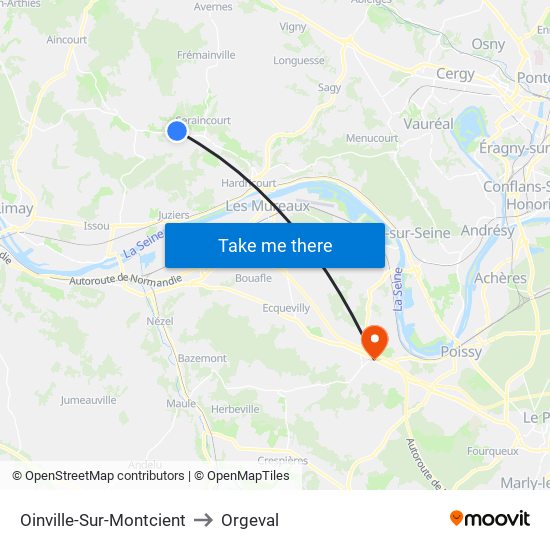 Oinville-Sur-Montcient to Orgeval map