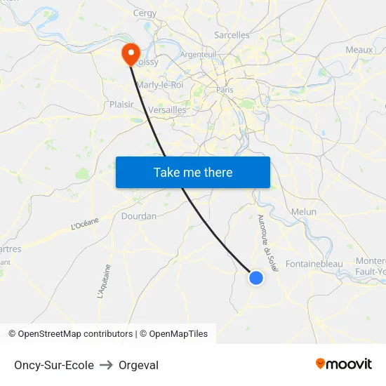 Oncy-Sur-Ecole to Orgeval map
