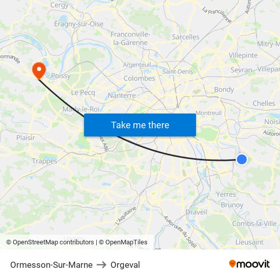 Ormesson-Sur-Marne to Orgeval map