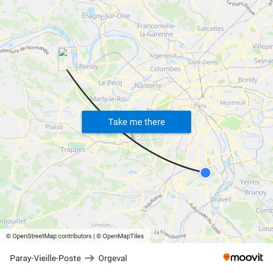 Paray-Vieille-Poste to Orgeval map