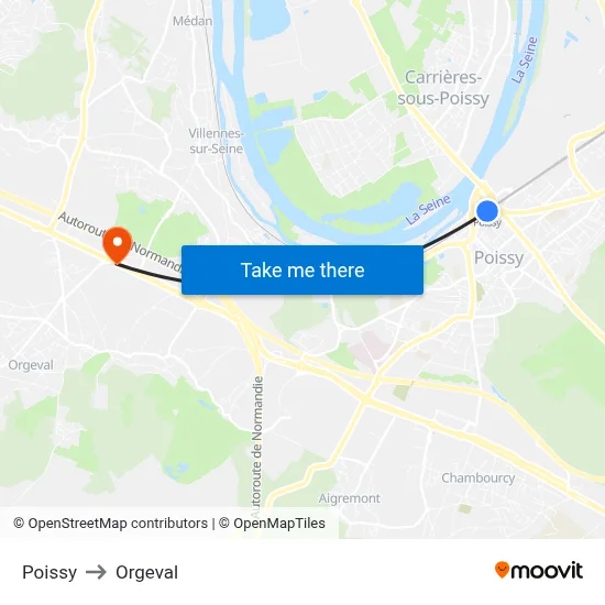 Poissy to Orgeval map