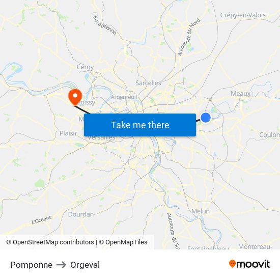 Pomponne to Orgeval map