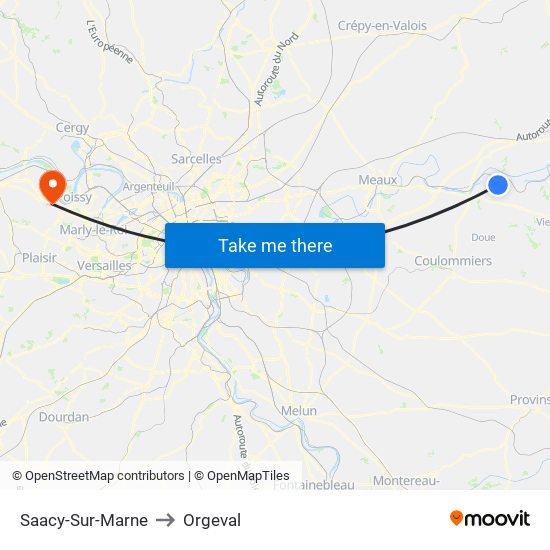 Saacy-Sur-Marne to Orgeval map