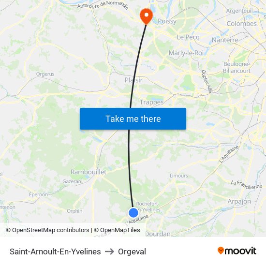 Saint-Arnoult-En-Yvelines to Orgeval map