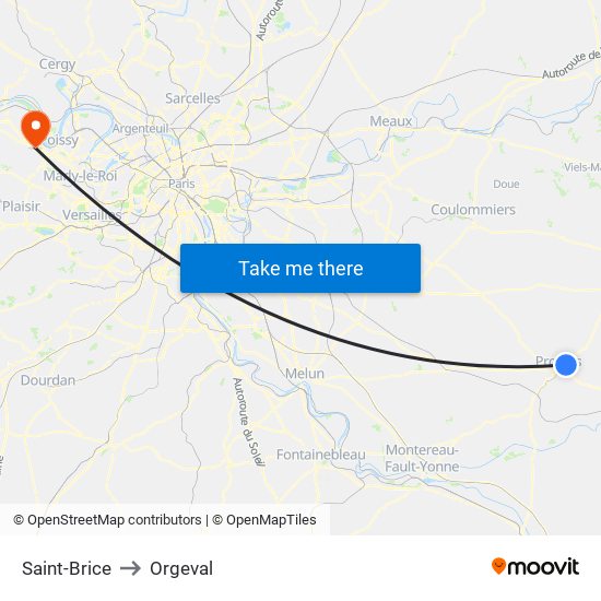 Saint-Brice to Orgeval map