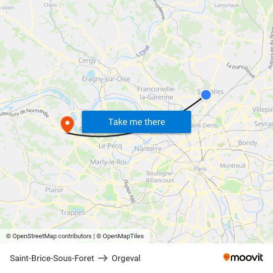 Saint-Brice-Sous-Foret to Orgeval map