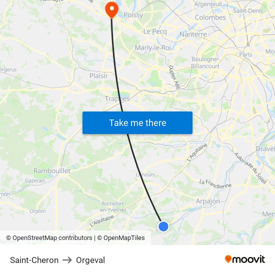 Saint-Cheron to Orgeval map