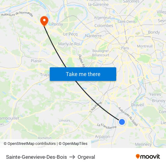 Sainte-Genevieve-Des-Bois to Orgeval map