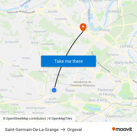 Saint-Germain-De-La-Grange to Orgeval map