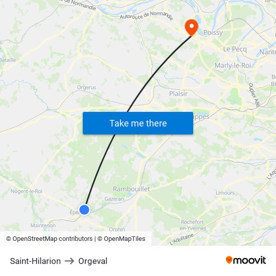Saint-Hilarion to Orgeval map