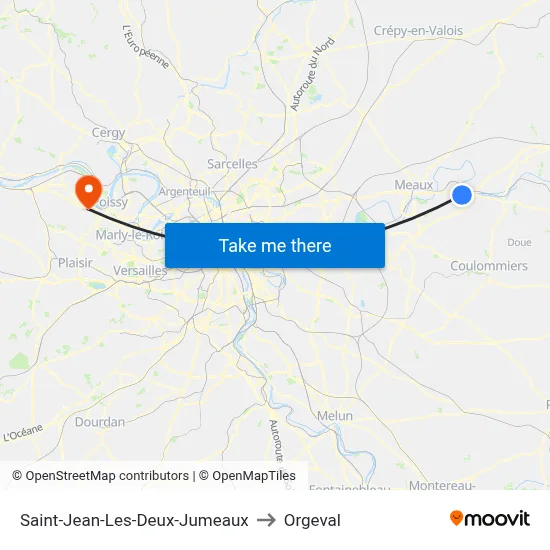 Saint-Jean-Les-Deux-Jumeaux to Orgeval map