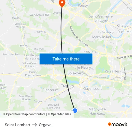 Saint-Lambert to Orgeval map