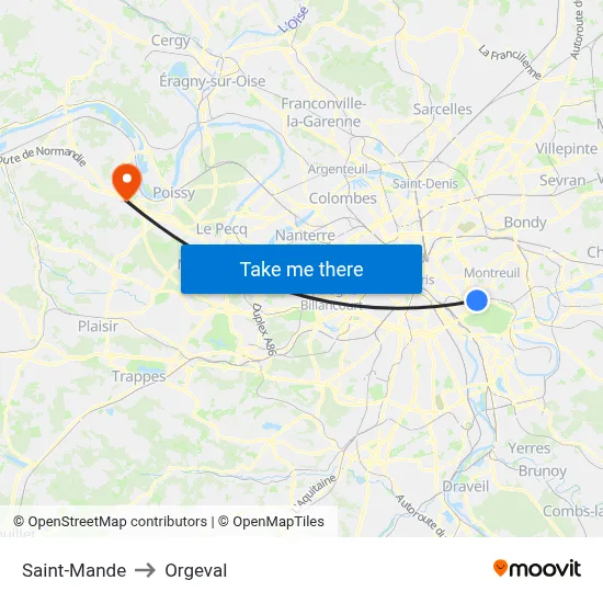 Saint-Mande to Orgeval map