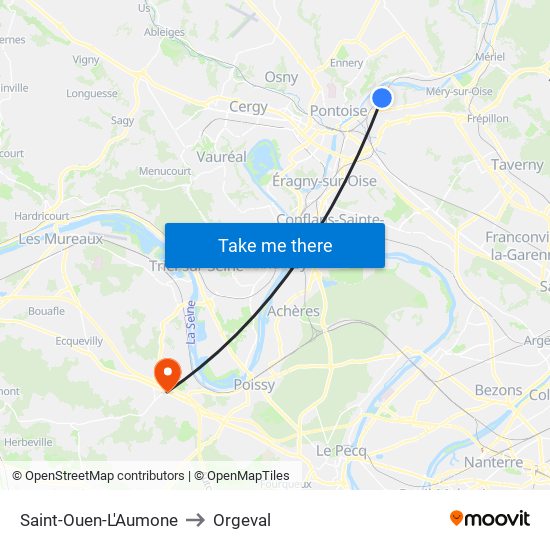 Saint-Ouen-L'Aumone to Orgeval map