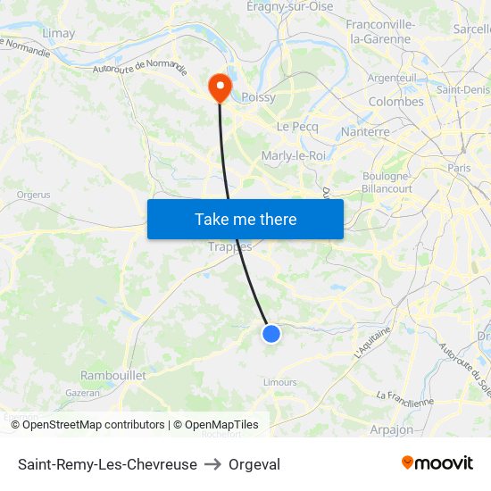 Saint-Remy-Les-Chevreuse to Orgeval map